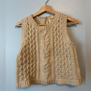 Anthropologie Moth Cream Knit Sweater Vest